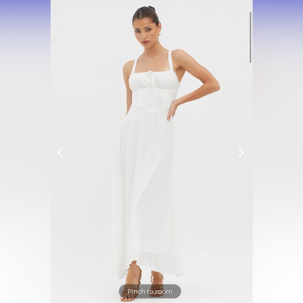 Selfie Leslie White Maxi Dress with Corset Bodice